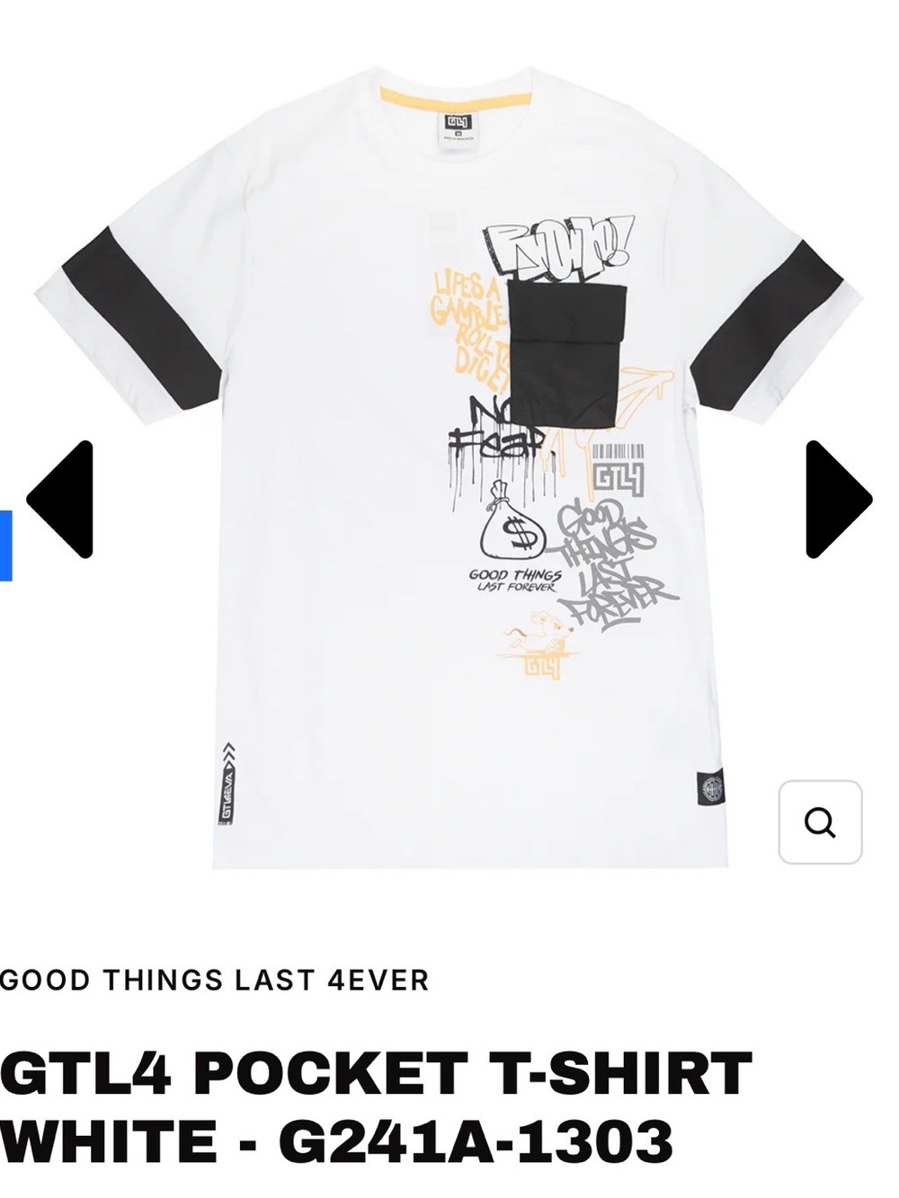 Pocket T‑Shirt - White with Black Accents